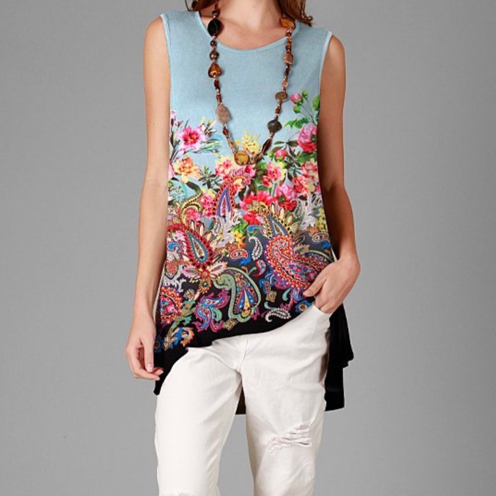 Blue Paisley Scoop Neck Tunic